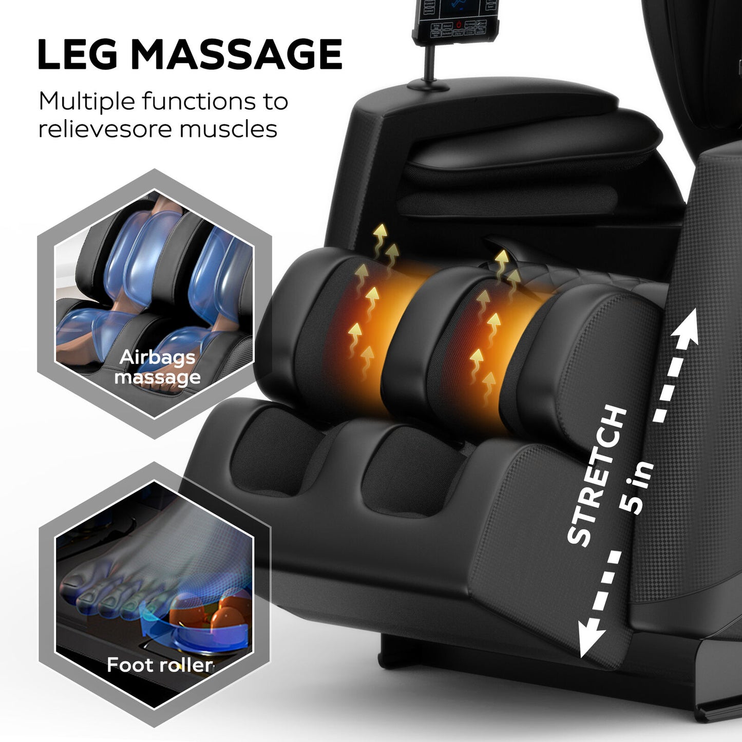 Full Body Shiatsu Massage Chair PU Leather Air Pressure Recliner ZERO GRAVITY